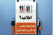 اطلاعیه 9- مراحل آزمایش و طب کار بعد از تایید گزینش داوطلبان جذب قراردادی 1405
